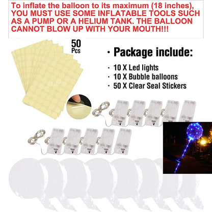 10 Packs LED Light Up Balloons Decoration Indoor or Outdoor Birthday  Wedding New Year Party Christmas Celebrations