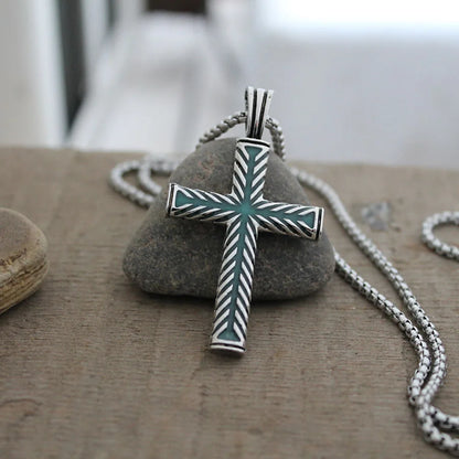 Holy Cross - Luminous Cross Pendant Necklace, Silver, Glow In the dark, Chain Necklace