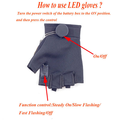 LED Gloves Neon Light Flashing  For Party Performance, Rave, Dance, Chill,