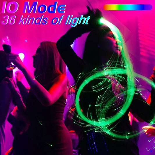 2024 LED Dance Whip / Fiber Optic 10 Mode / 36 Light Multi-Color / USB Rechargeable / Optical Hand Rope Pixel / Light-up Whip / Flow Toy / Dance Party / Lighting Show For Raves and Dance Parties