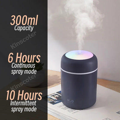 300ml H2O Air Humidifier Portable Mini USB Aroma Diffuser With Cool Mist For Bedroom Home Car Plants Air Purifier