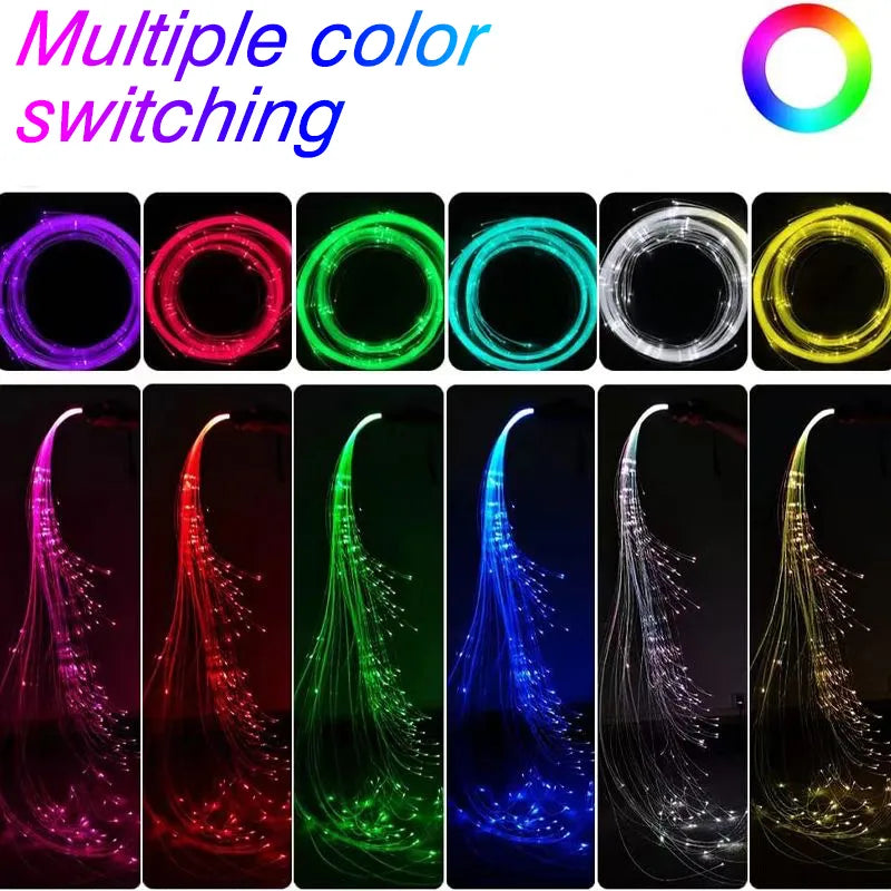 2024 LED Dance Whip / Fiber Optic 10 Mode / 36 Light Multi-Color / USB Rechargeable / Optical Hand Rope Pixel / Light-up Whip / Flow Toy / Dance Party / Lighting Show For Raves and Dance Parties