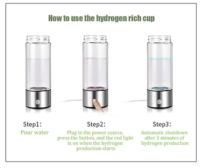 Hydrogen Generator Ionizer  Water Filter Maker 14 OZ - 420ML Hydrogen-Rich Portable Water Bottle