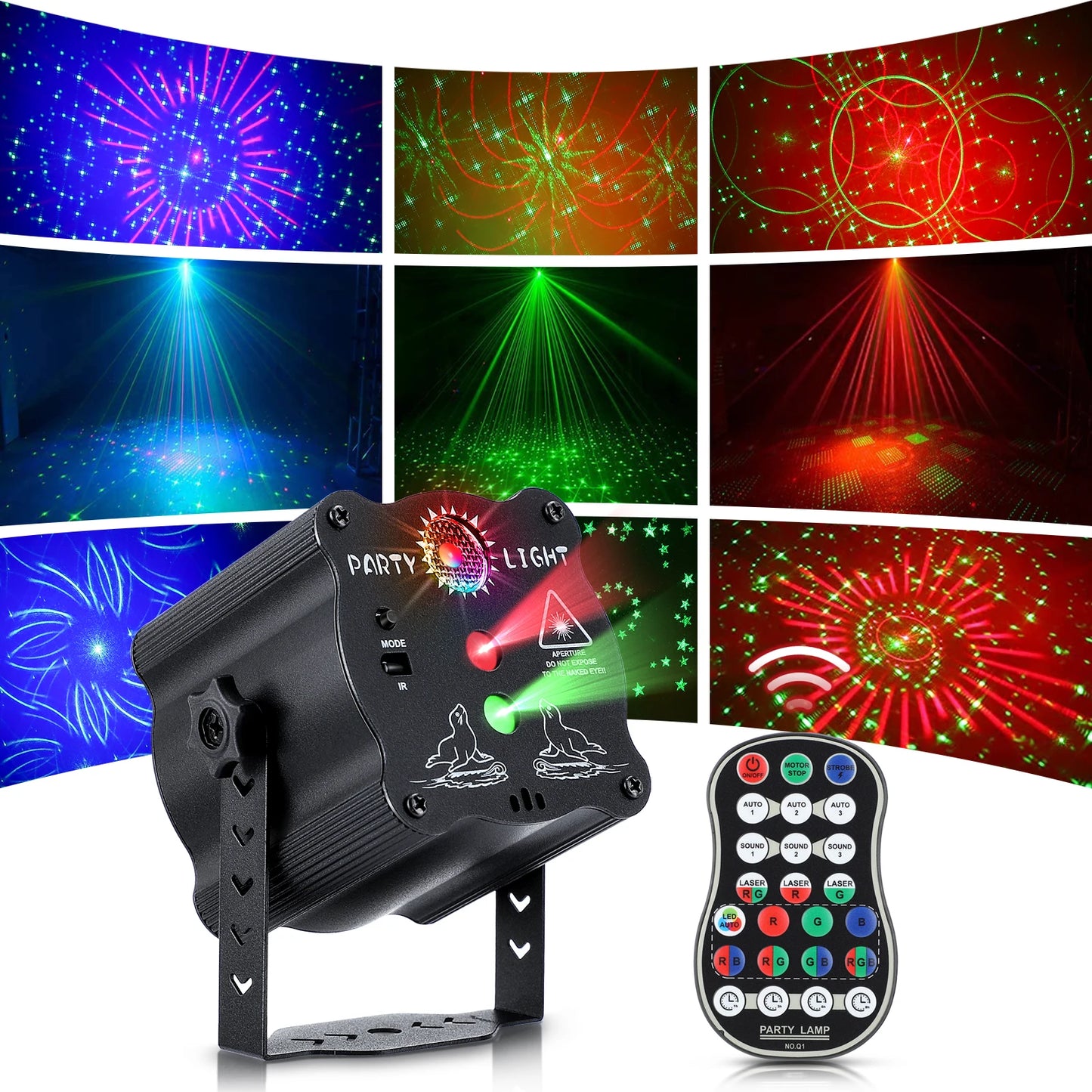 Laser Projector Stage RGB Light DJ Disco LED Sound React Strobe Stage Effect